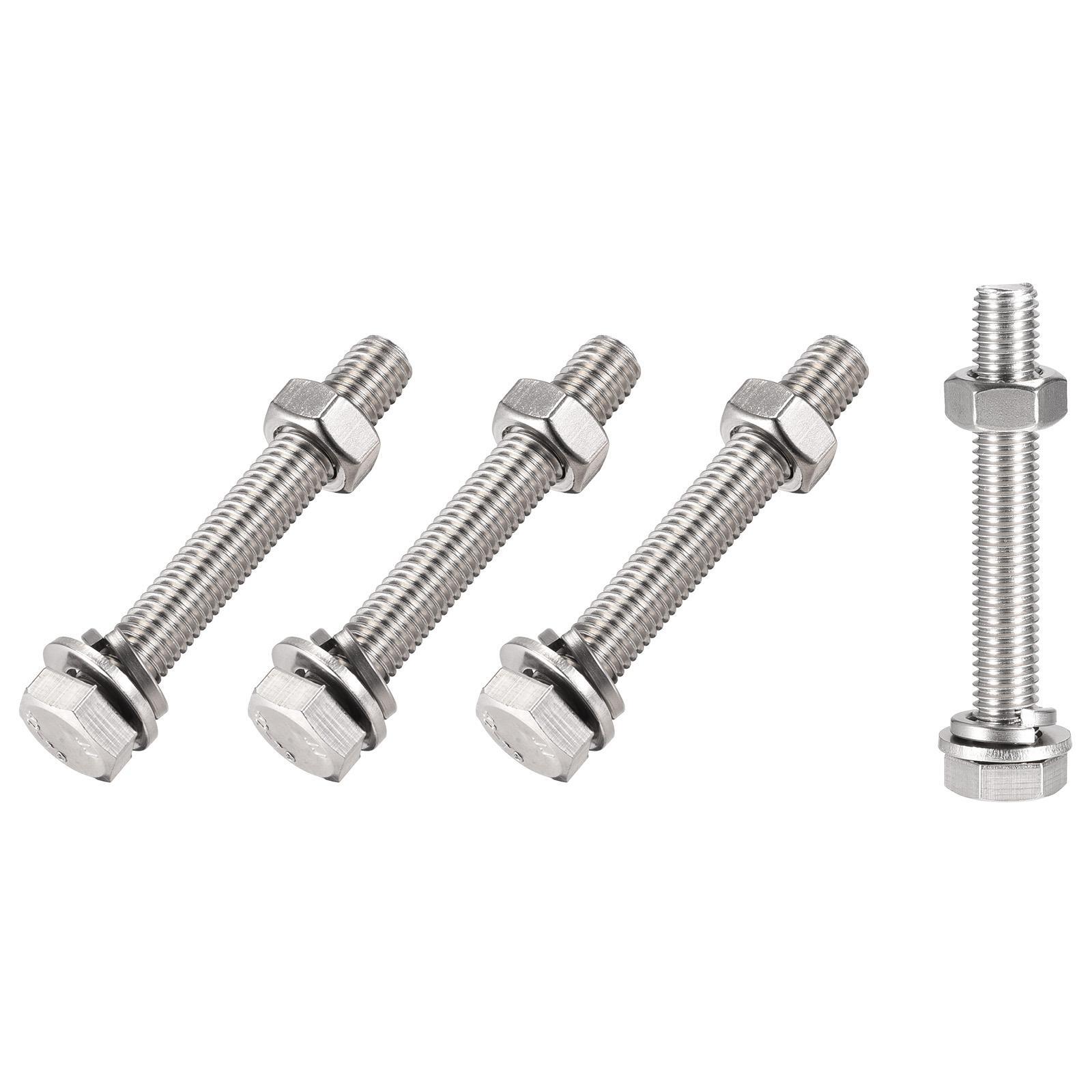 M10x70mm Hex Head Screws Bolts Nuts Washers Kit 4 Sets