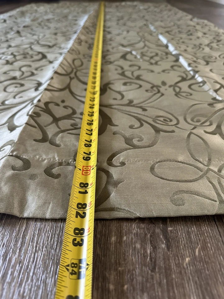 2 Nobility Curtain Panels Jacquard Shimmery Gold Paisley Lined Rod Pocket 83"X45 - Image 3 of 4