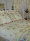 SINGLE BED POPPY COMP SET FLORAL PINK BLUE GREEN FRILLED DUVET VALANCE SHEET