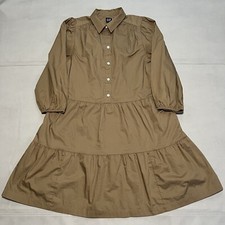 GAP Tiered Earthtone Minimal Tiered Button Maxi Dried Moss Preppy BOHO Cottage-M