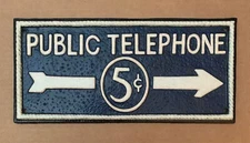 Vintage Style Public Telephone 5 Cent Sign Cast Iron 9" x 4" Hand-Painted