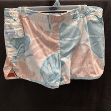 Vtg 80  s Op Ocean Pacific Floral Reverse Print Swim Shorts Lrg 34-38 Draw String