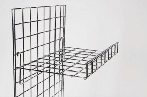 Heavy Duty Chrome Gridwall Mesh Shop Display Straight Panel Flat Shelf - Picture 1 of 2