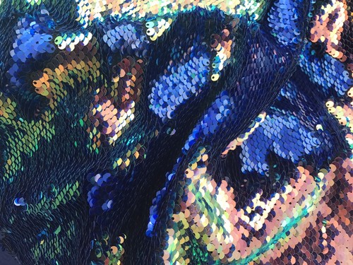 5mm Dusty Rose Pink Green Iridescent/Royal Mermaid Flip Sequins-fabric by yard - Picture 9 of 10