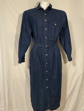 Denim Button up Dress Size 10 Cottagecore Prairie Vintage Full Button Up Norman