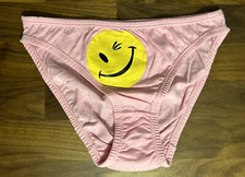 VTG NWOT joe boxer bikini panties Cotton Rare Size SM Smiley Wink Face Pink