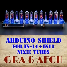 IN-14+IN19A Arduino Shield NCS314-8C Nixie Tubes Clock [WITH OPTIONS] [9 TUBES]