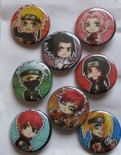 SMALL BUTTON Anime & Video Game Inspired 1.25 Inch Sets of 8 Assorted