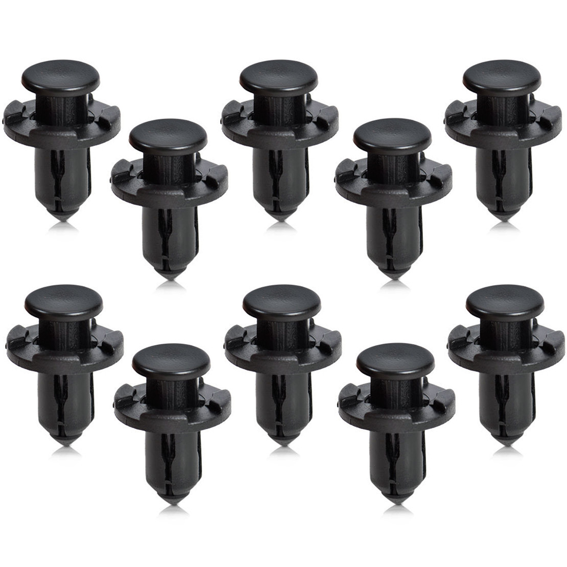 Genuine Subaru OEM Engine Cover & Fender Clip Set - 10x Push-Type Retainers, Part #909140007, Black