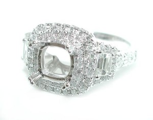 1-05-CT-Cushion-Double-Halo-Baguettes-amp-Rounds-DIAMOND-Ring-Setting-14K-WG