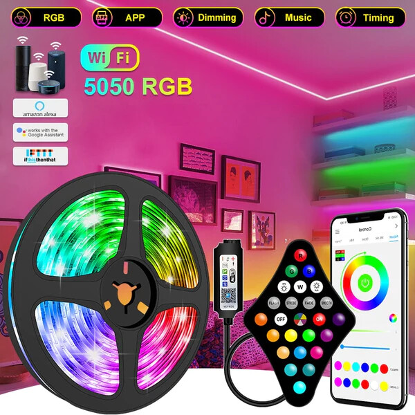 Led Strip Lights RGB 5050 2835 Waterproof 30M Wifi Phone Control Led Flexible-image