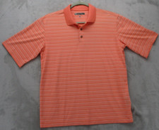 Pebble Beach Polo Shirt Men's Large Peach with White Stripe 100 Polyester