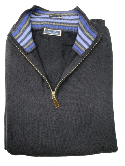 SWEATER -S- 1/4 ZIP WASHABLE WOOL BLUE BY RETAIL $159.00