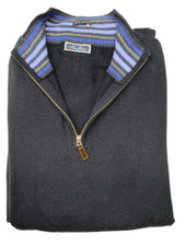 SWEATER -S- 1/4 ZIP WASHABLE WOOL BLUE BY RETAIL 159.00