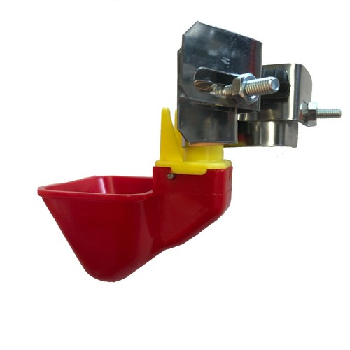 2 x CHICKEN/POULTRY CUP DRINKER / WATERERS with CAGE BRACKETS & HOSE FITTINGS - Picture 3 of 3
