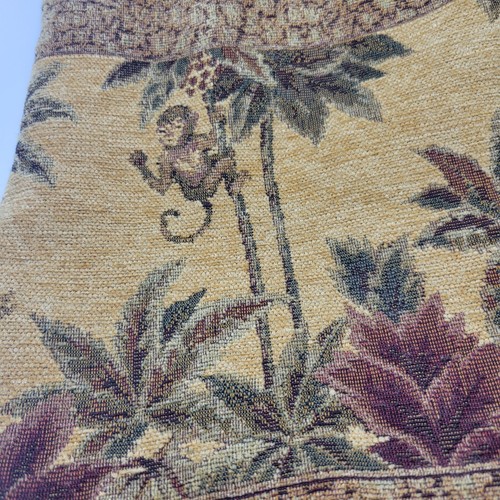MILLER CURTAIN CONGO INDIA CHENILLE MONKEYS ELEPHANTS PALMS GOLD VALANCE - Picture 6 of 19