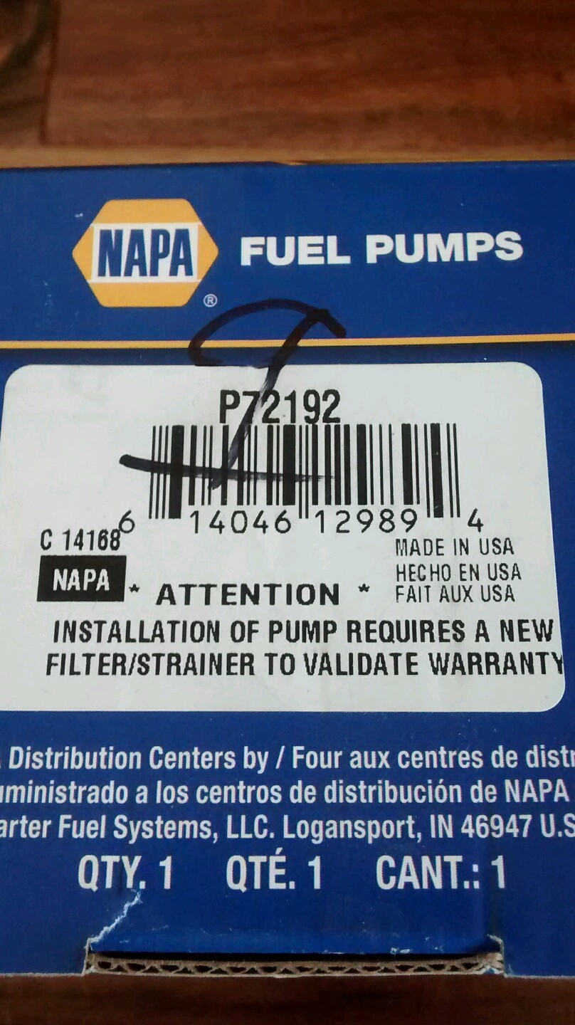 Electric Fuel Pump NAPA P72192 eBay