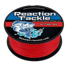 Reaction Tackle Braided Fishing Line No Fade Red 4 or 8 Strands PE Braid