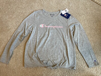 Girls Champion Long Sleeve Shirt Gray Large