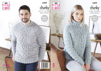 Damen & Herren Strickmuster Zopfmuster Pullover Pulli King Cole Grobstrick 5499