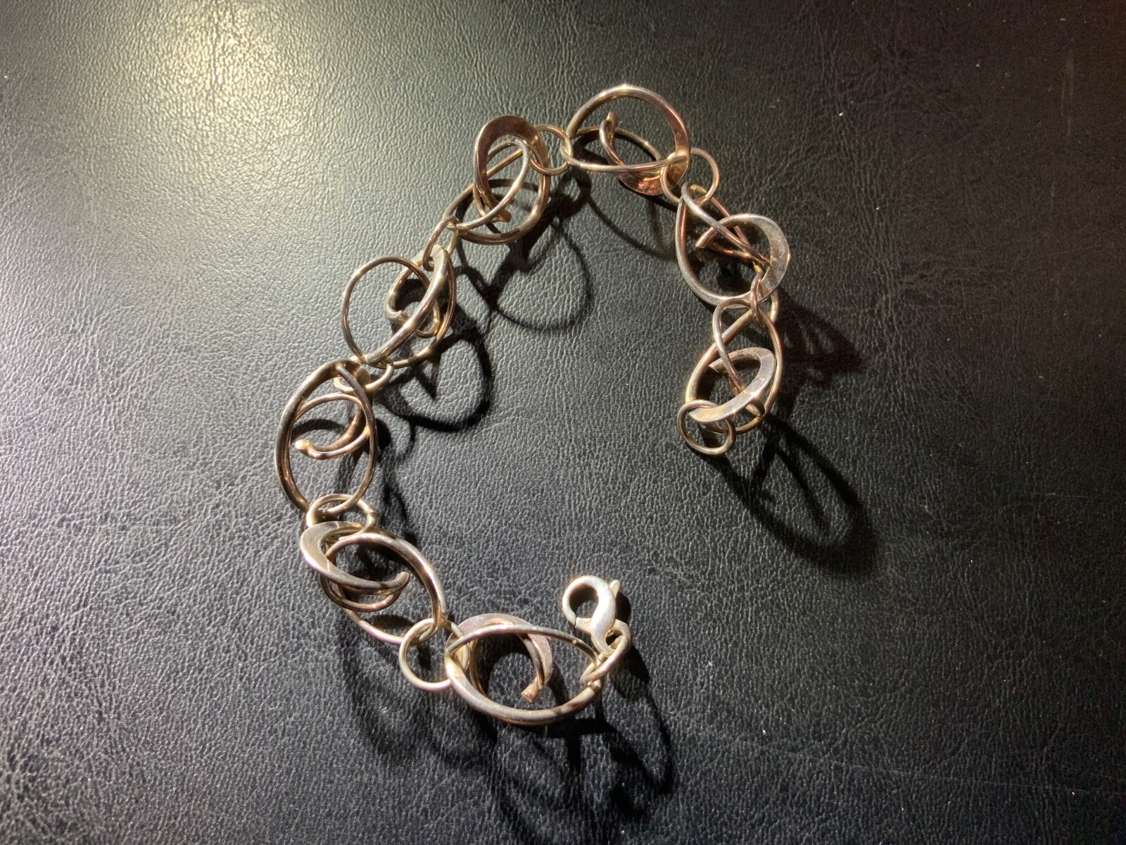 SOLID STERLING SILVER ABSTRACT DESIGN BRACELET- 8… - image 1