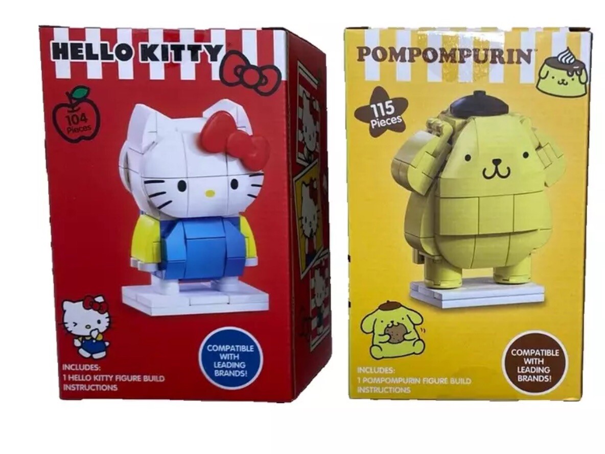 Sanrio Hello Kitty & Pompompurin Block Figures ~Set Of 2 Brand New