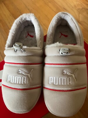 NWT Boys PUMA Tuff Mocc Jersey Jr. Off-White Slippers Sz 7C