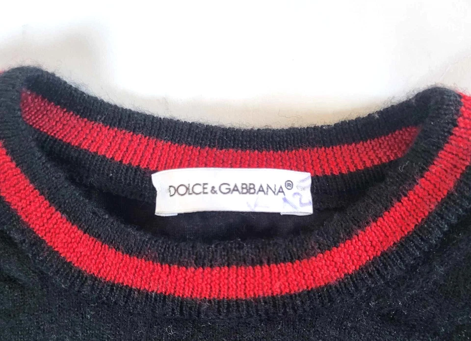 Dolce & Gabbana DG Niño Suéter Niños Jersey Negro Dorado Estrellas 4 Años Foto 3 de 4