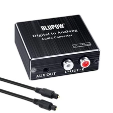BLUPOW DAC Digital Analog Converter Optical/Coaxial Input → RCA+3.5mm Stereo Out