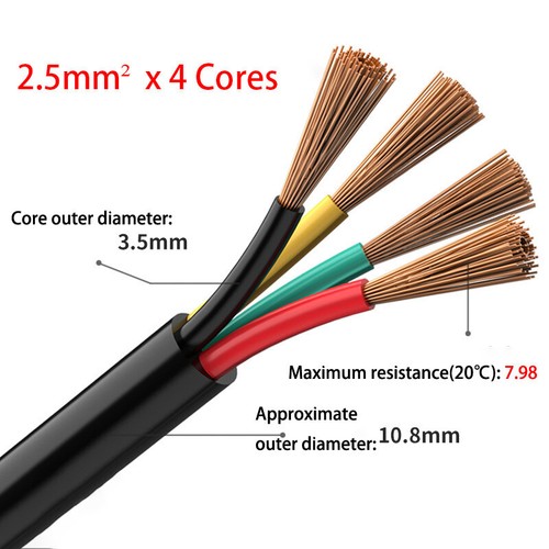 0.5mm²-6mm² Pure Copper Flex Wire 2/3/4/6-Cores Electrical Cable PVC Insulation - Picture 32 of 35