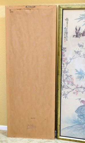 Vintage chinesische 2 große gerahmte Wandbehang Drucke Blumen/Vögel 13 3/4" x 38" - Bild 11 von 11