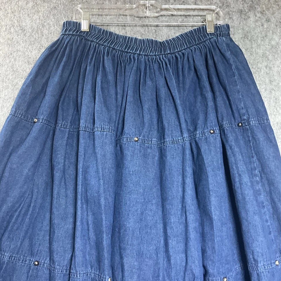 Falda Stonebridge para mujer PL azul con cuentas en capas pradera occidental boho pequeña grande Foto 3 de 4