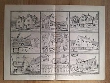 Antique Lithograph C1885. Architectural Association Excursion.  Around Banbury 