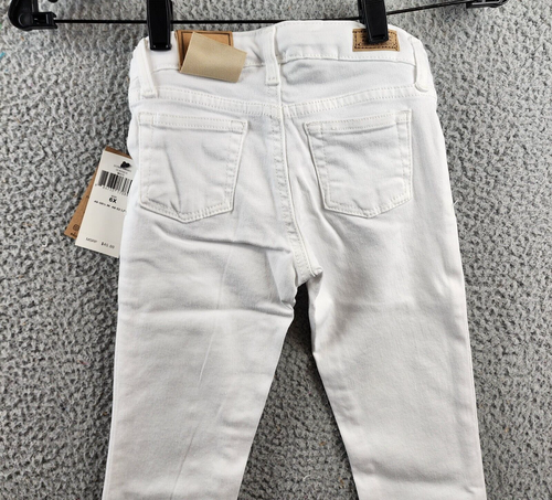 Polo Ralph Lauren Aubrie Denim Leggings Girls 6X White Zip Fly Belt Looped Waist - Picture 17 of 17