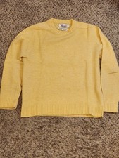  Tally Ho Sweater Women's L Yellow Shetlan  Wool Long Sleeve Crew Neck Pullover 