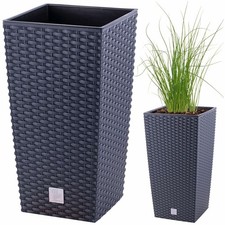 Vaso da fiori portavaso + inserto vaso da fiori altezza effetto rattan RATO...