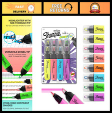 Fluorescent  Pastel Highlighter Set - Chisel Tip, Clear View, 8 Assorted Colors