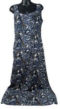 Vintage Meghan Matthews Dress Blue Paisley Maxi A Line Sleeveless USA Made Sz 12