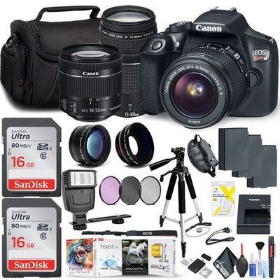 Canon Rebel T6 DSLR Camera 18-55mm Lens 75-300mm Lens Memory Card, Photo...