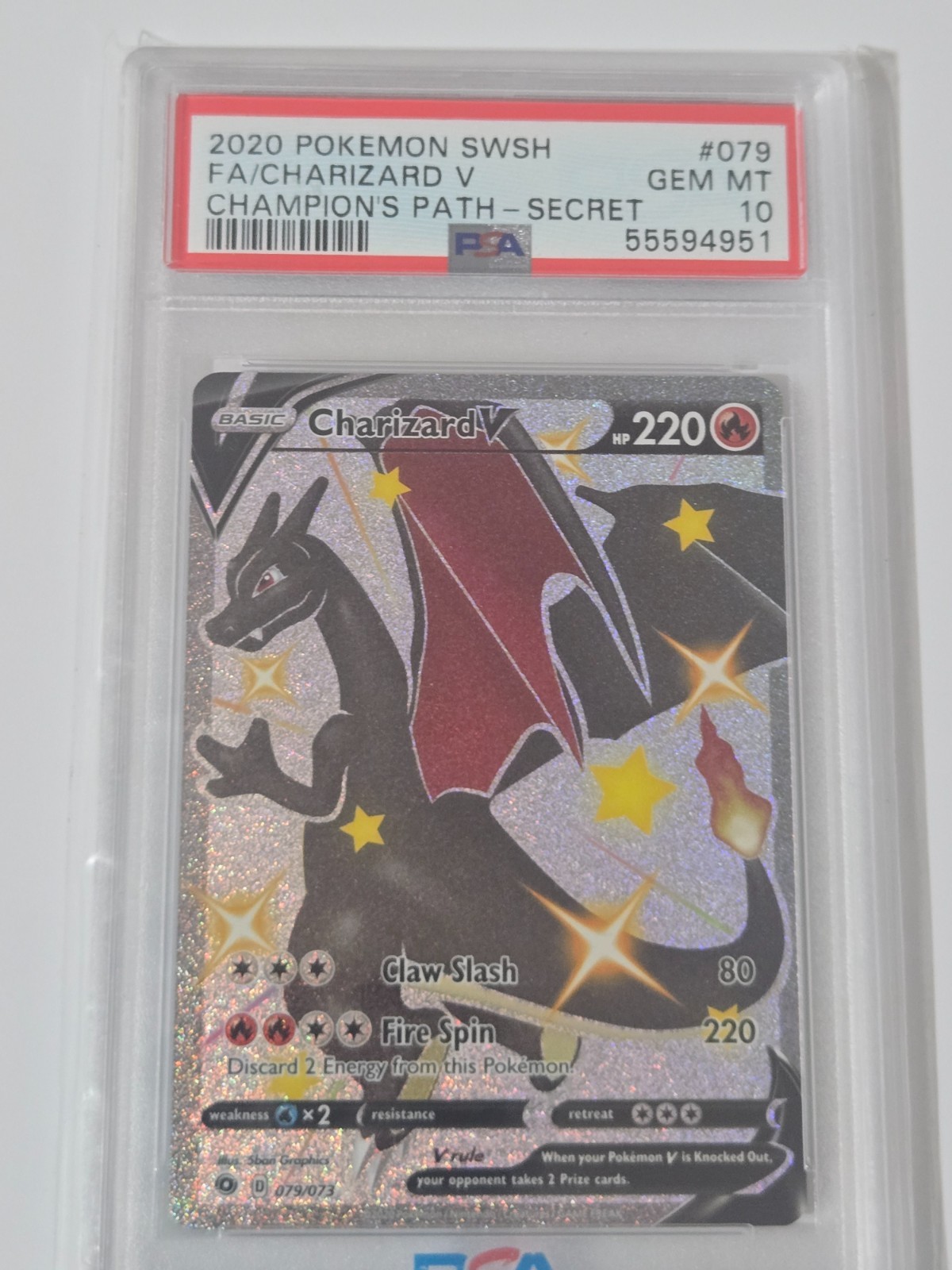 2020 Pokemon Champions Path Charizard V 079/073 Shiny Secret Rare PSA 10
