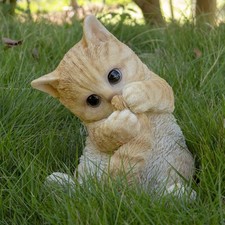 Orange Tabby Cat Playing with Tail--Garden Statue, Garden Decoration, Home Decor