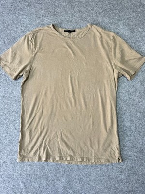 Robert Barakett T-Shirt Mens L Beige Cotton Mockup Front Crew Neck Short Sleeve