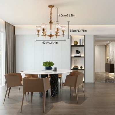 Modern Crystal Chandeliers Dinning Bedroom 6-Light Pendant LED Ceiling Lamp 265V