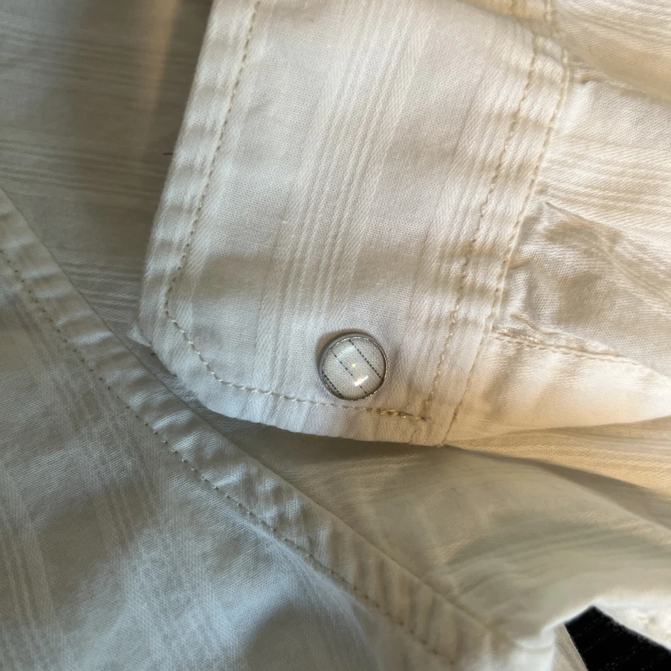 Guess Western Slim Fit рубашка мужская средний белый жемчуг Snap сплетенный узор винтажный - Изображение 4 из 4