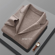 Men Wool Jacket Sweater Top Autumn Winter Knit Cardigan Business Casual Coat Top