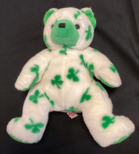 14" Ty Clover Vintage 2001 St. Patrick's Day White Green Plush Beanie Baby Toy