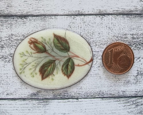 Emaille Oval Rose Blume Glasschiebebild Vintage 1970er Geschenk Kreativ Retro - Picture 1 of 3