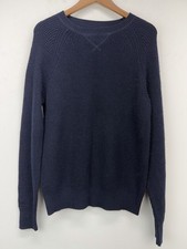 J. Crew size Medium Men  s Navy Blue Wool Blend Waffle Knit Crewneck Sweater NWT