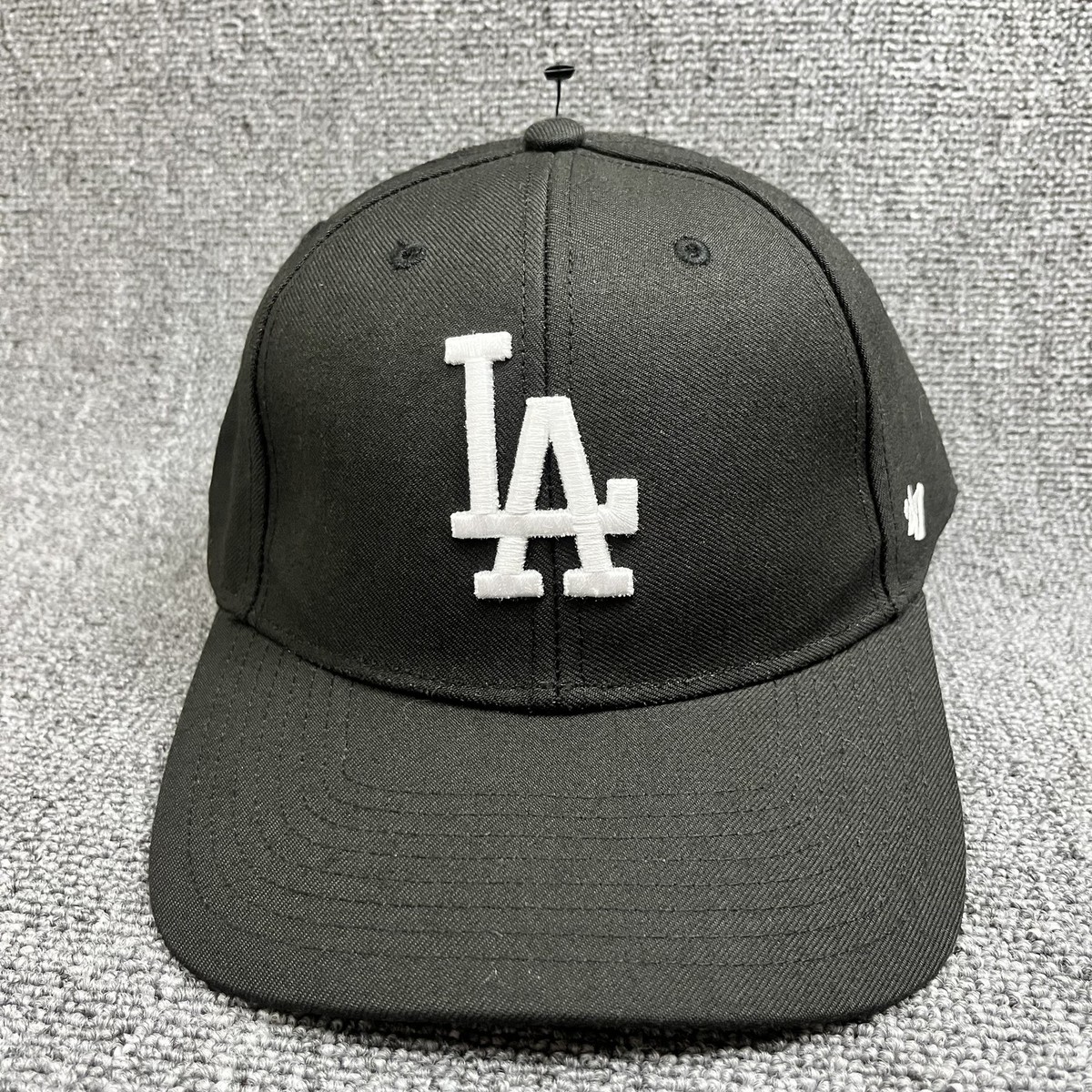 LA Dodgers '47 Brand MVP Hat Black White Adjustable Hook & Loop Strapback Cap