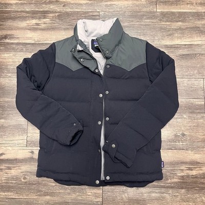 Patagonia Bivy Duck Down Jacket Womens S Black Gray Western Yoke